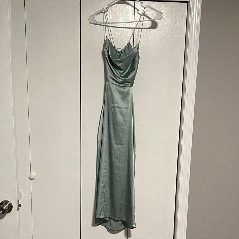 Elegant Green Satin Dress